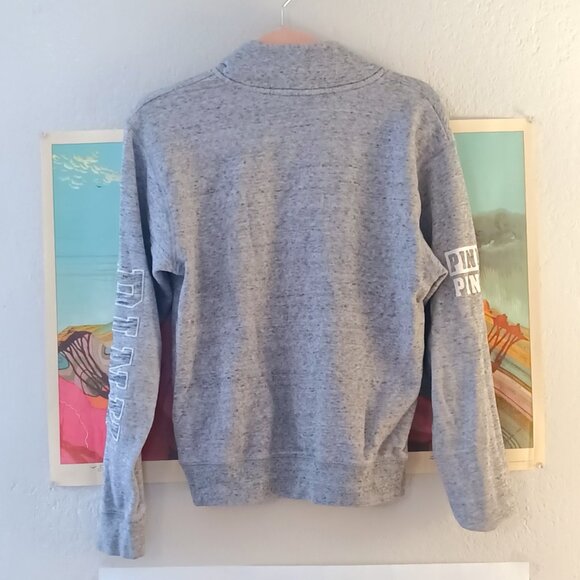 PINK Victoria's Secret Heather Grey Half Quarter Zip Sweatshirt Size Small - Picture 6 of 6